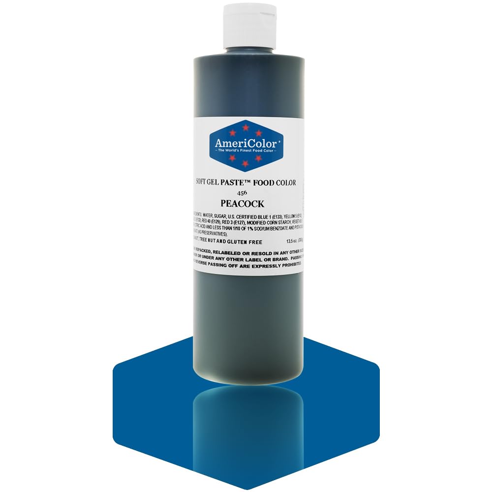 AmeriColor, Peacock, 13.5 Ounce Bottle, Soft Gel Paste Food Color