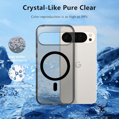 Image of Elzzi Anti Scratch Semi Translucent Cover for Google Pixel 10 Pro Case, Premium PC + TPU Magnetic Phone Cases Drop Proof, Compatible with Magsafe Slim Never Yellowing Shockproof