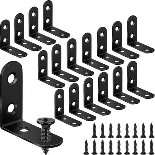 LAIYPHO 18PCS Black L Bracket Corner Brace, Stainless Steel Corner Bracket