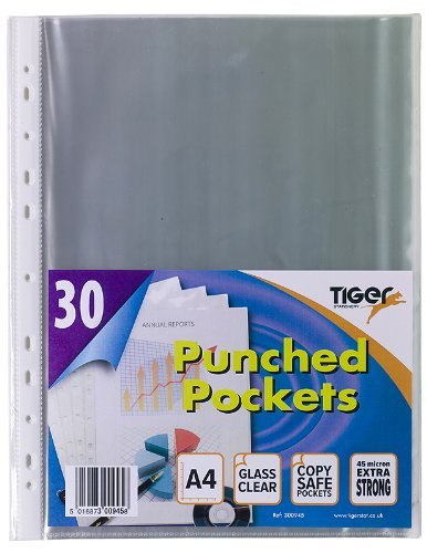 100 Clear Plastic A4 Poly Punched Pockets Strong Filing Wallet Sleeves Protector | UK