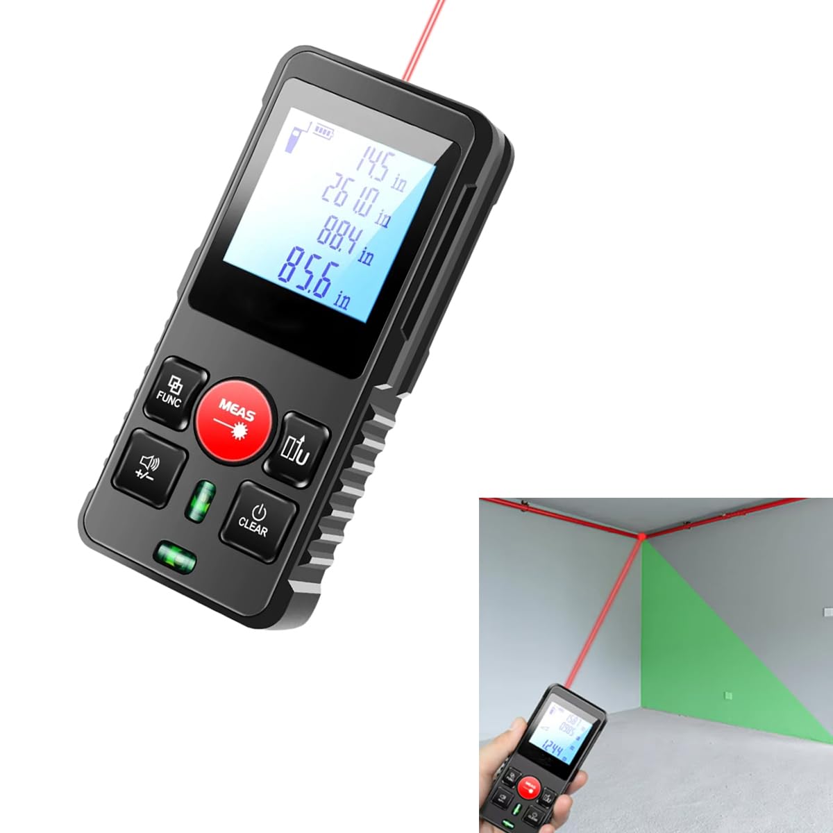 Serplex® 120m Infrared Laser Distance Measurer With Dual Bubble Level, LCD Backlit Display, ±3mm Accuracy, Memory Function, Area/Volume & Pythagorean Mode, IP54 Dustproof, Battery Powered (No Battery)-image-15