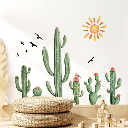 Supzone Cactus Wall Decals Tropical Green Plants...