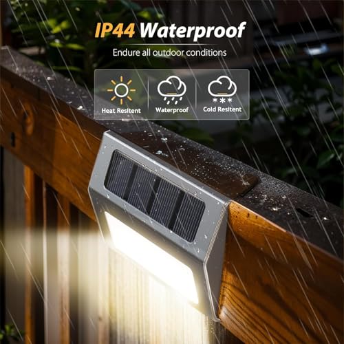Otdair Solar Lights Outdoor Waterproof, Solar Fence Lights Auto On/Off, Bright LED Outdoor Lighting for Fence, Patio, Deck, Garden, Pathway - Thumbnail 3