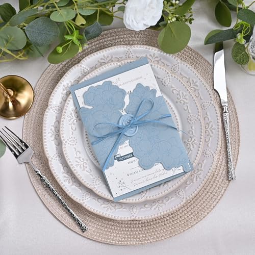 Image of Double Face Dusty Blue Satin Thin Ribbon 1 /8 inch X 50 Yards Polyester Dusty Blue Ribbon for Gift Wrapping Very Suitable for Weddings Party Hair Bow Invitation Decorations and More