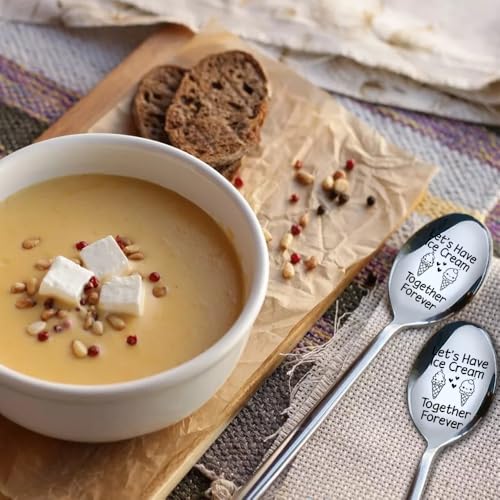 Image of Let's Have Ice Cream Together Forever - 2 Pcs Spoon Set, Our Ice Cream Shovel, Perfect for Boyfriend Girlfriend Couples - Valentine's Day Wedding Engagement Spoon Gift Ideas