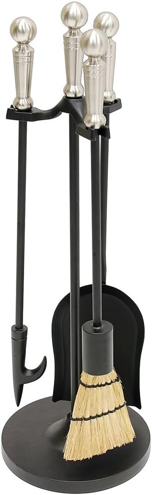 Minuteman International Holden 3-piece Mini Fireplace Stove Tool Set, Satin Nickel