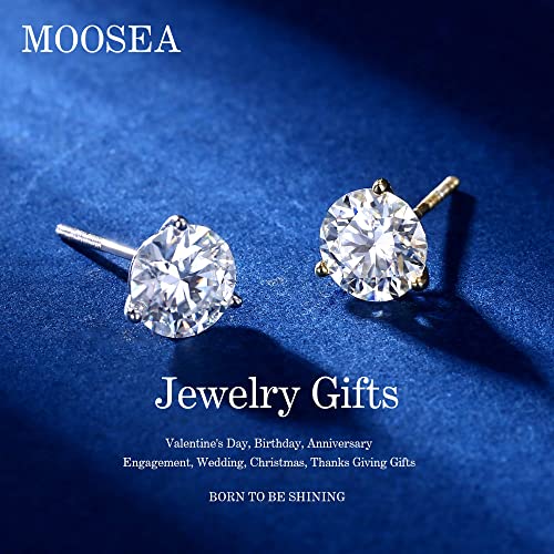 MOOSEA Martini Moissanite Earrings for Women Men, 0.2-4 ct Round D Color VVS1 Clarity Lab Created Earring 925 Sterling Silver Classic 3 Prong Moissanite Earrings Screw Back for Women Men2