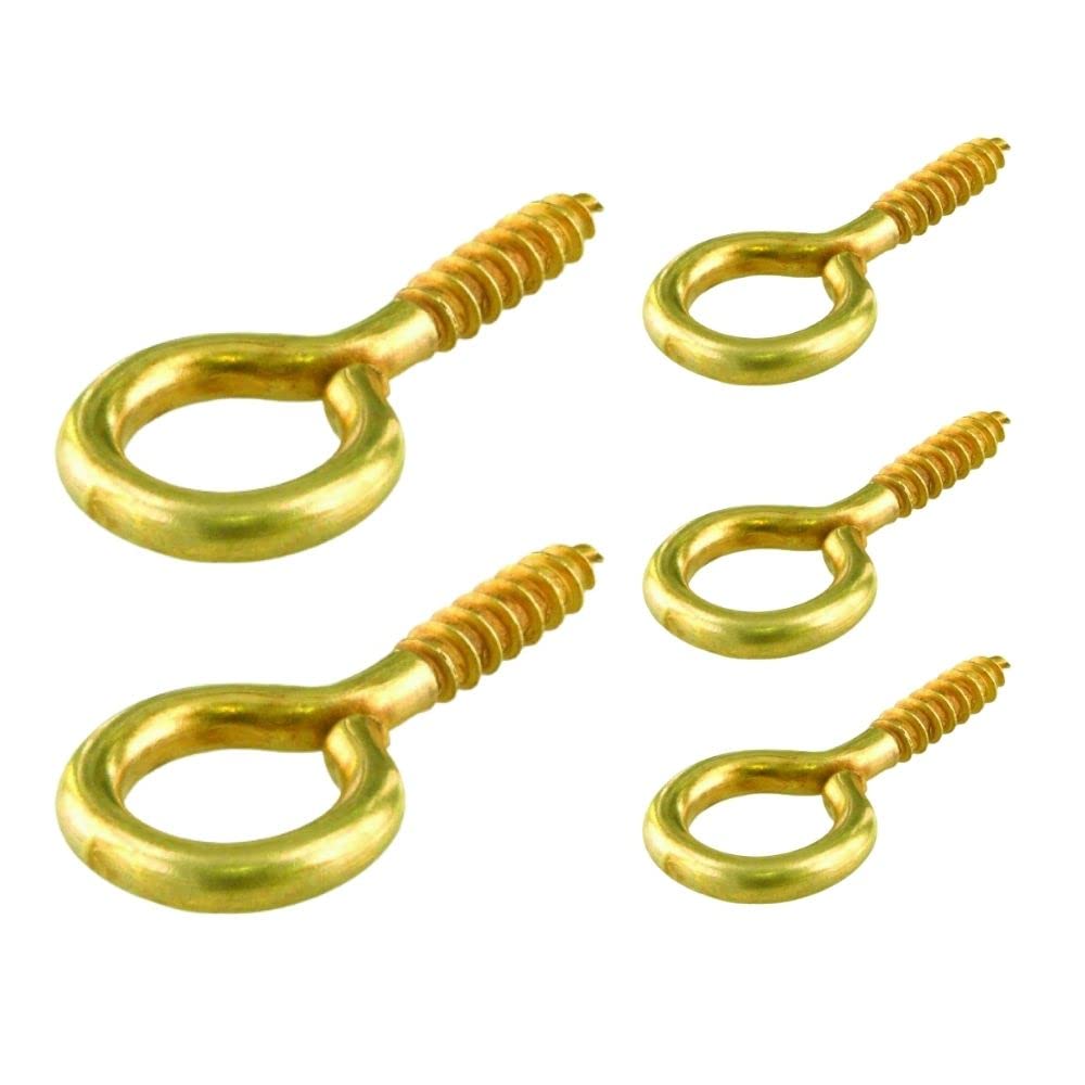 Sisi Uk Gold Eye Screw Hooks Brass Plated Hook Eye Bolts Screw-In Hooks Heavy Duty Picture Frame Small Screw In Hooks Brass Celling Hooks 20Mm Picture Wire Hanging Pack Of 100.