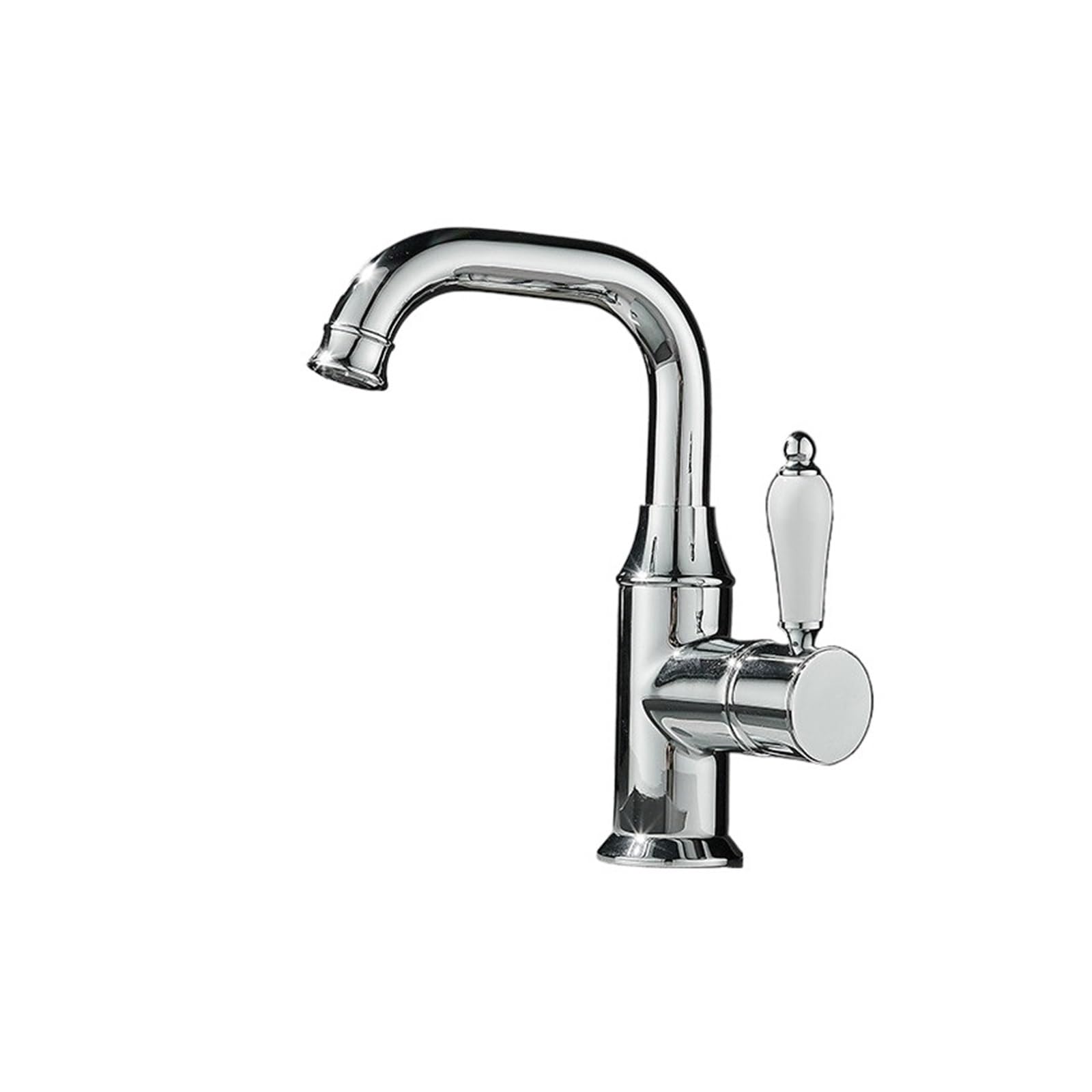 Soywim Silver Brushed Gold Basin Faucet Bathroom Deck Mounted Brass Washbasin Mixer Tap, Single Handle Hot Cold,High-Pressure Resistant(Silver)