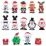 CCINEE 14 Packs Christmas Wind Up Toys, Christmas Small Toy Bulk Assorted Clockwork Toys for Goody Bag Fillers Stocking Stuffers Xmas Cracker Party Favors