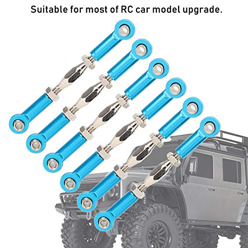 Tbest RC Pull Rod, 6 Pezzi servo Link Regolabili Tirante Tirante in Lega di Alluminio tiranteria Set di tiranti per RC Hobby Modello di Auto(Blu)