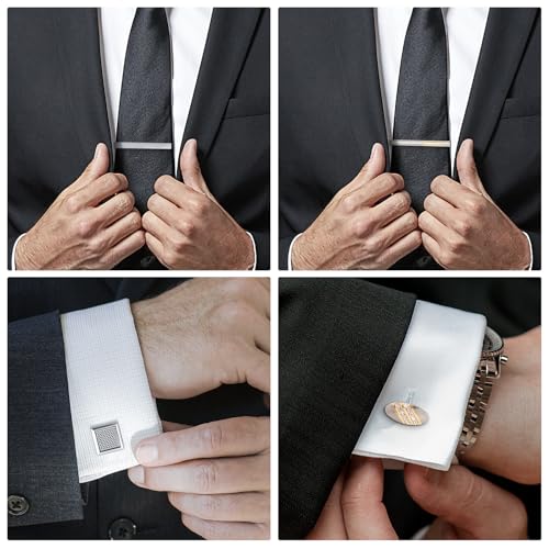 Image of Wynameleri Cufflinks and Tie Pins Tie Clips Set of 2 Accessories for Men
