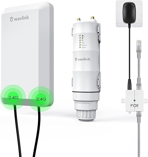 WAVLINK Punto de acceso inalámbrico para exteriores N300 con alimentación PoE, impermeable, extensor Wi-Fi para exteriores de largo alcance con