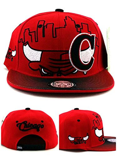 Chicago New Leader Bull Head Skyline Bulls Colors Red Black Era Snapback Hat Cap