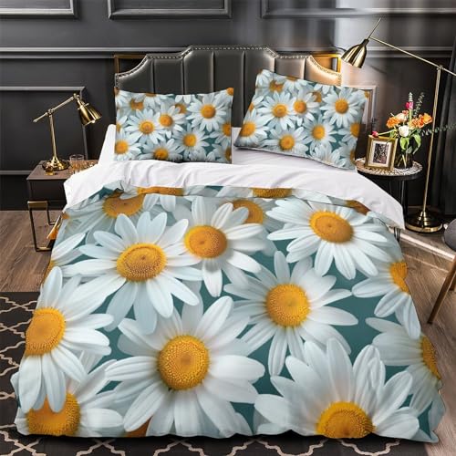 Housse de couette super king en microfibre douce chrysanthème 3D - 4