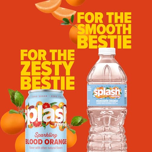 Image of SPLASH REFRESHER Flavored Water Bottles, Mandarin Orange - 6 Pack | Refreshing Flavored Bottled Water with Electrolytes - Zero Sugar & Zero Calories - 16.9 Fl Oz