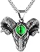 Produktbild LAMUCH Herren Vintage Gothic Edelstahl Satan Anbetung Baphomet Ram Widder Sternzeichen Schaf Ziege Kopf Horn Biker Anhänger Halsketten