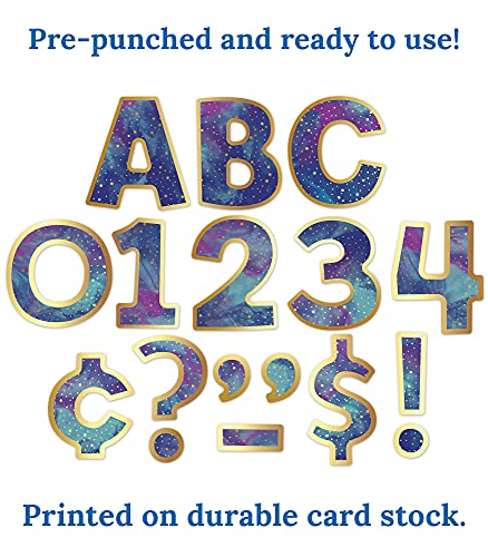 Image of Carson Dellosa 219-Piece Galaxy Cutout Letters, 4 inch Marble and Gold Dot Upper and Lowercase Alphabet, Numbers, Punctuation, and Symbols for Bulletin Board, Posterboard, Party, and Classroom Decor
