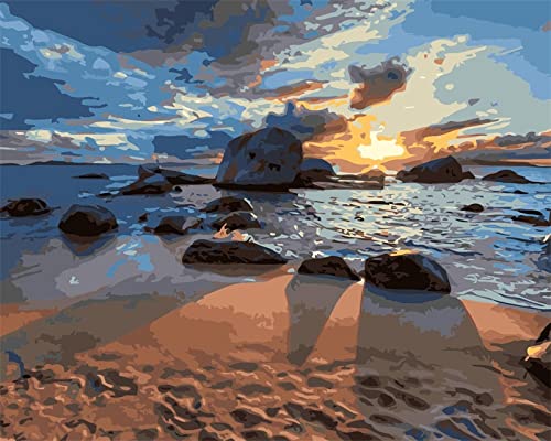 Kit Point de Croix Récif de Mer au Coucher du Soleil 11CT Broderie Estampée 40x50 cm