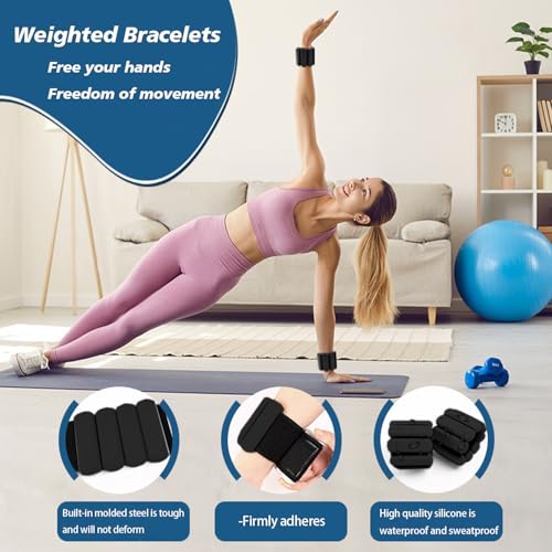 Image of Wrist Ankle Weights for Women 2 Pack(1lb Each), Ideal for Strength Training | Adjustable Silicone Wearable Arm and Leg Weights for Pilates, Gym, Yoga, Cardio. Waterproof, Anti slip, Sweat Proof