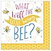 What Will It Bee? Party Supplies Pack for 16 Guests: Straws, Dessert Plates, Beverage Napkins, Table Cover, and Cups
