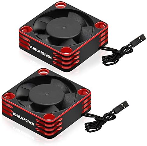 2Pack RC Car Motor Cooling Fan Heatsink 28000RPM Brushless ESC Cooling Fan for RC Car 1/8 1/10 540 550 Motor (Black+Red)