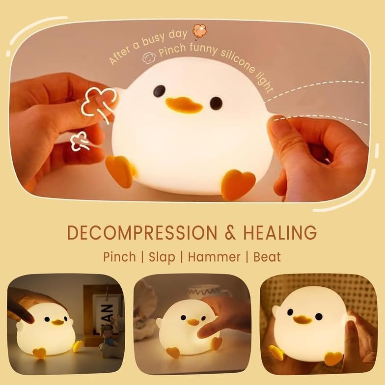 Image of Touch Lamp LED Night Lights Touch Sensor, USB Rechargeable, 7-Color Changing Lamp for Kids' Room & Baby Gift (Duck LAMP)