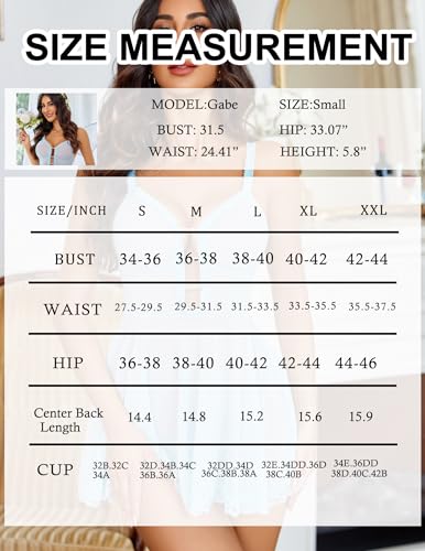Avidlove Lingerie Women's Babydoll Lingerie Lace Chemise Sleepwear Mesh Nightgown Deep V Neck Nightwear Light Blue - image 6