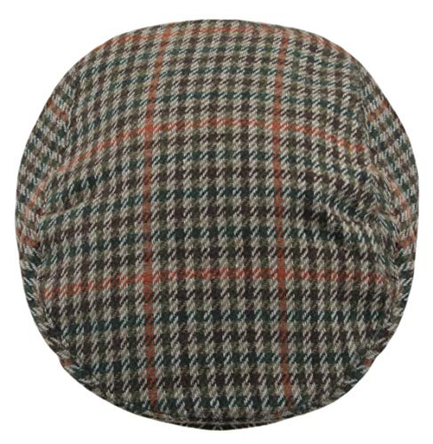 Tom Franks Mens Tweed Flat Cap Khaki Orange L/XL