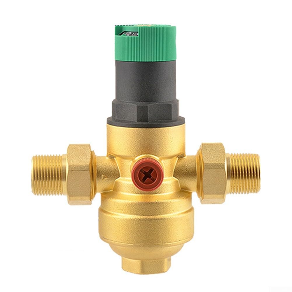 Regolatore di pressione dell'acqua con manometro accurato, 3/4" DN20 Riduttore di pressione dell'acqua in ottone/plastica 34 DN20 per manometro di precisione e filtro (ottone)
