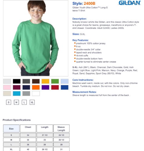 Gildan Youth Ultra Cotton� Long-Sleeve T-Shirt (Red) (X-Large)3