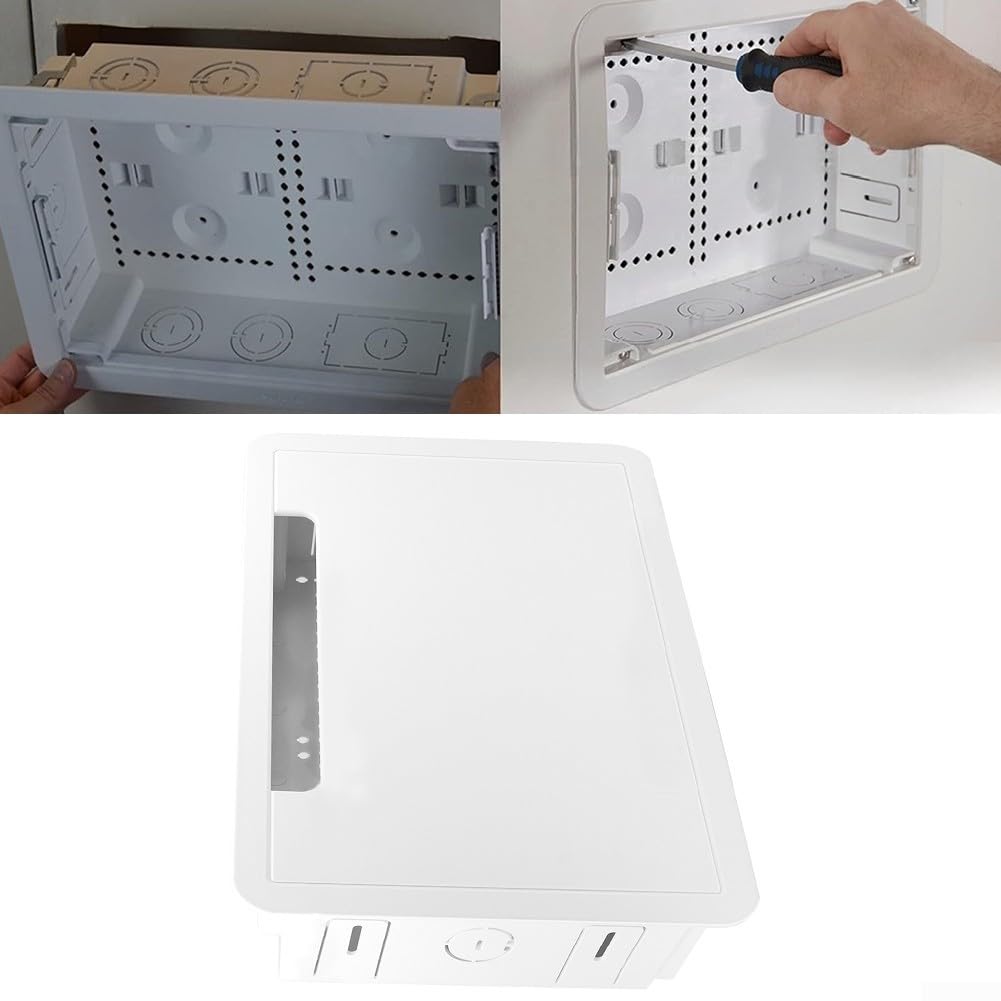 Einbau-TV-Media-Box, 22,9 cm, Medien-Gehäuse, Elektrobox, Kabelmanagement-Box, Doppelzweck-Wandgehäuse für TV-Gerätespeicherung und Medienverteilung, Medienbox, Weiß