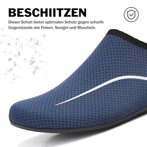 Foto von Sixspace Herren Damen Badeschuhe Wasserschuhe Aquaschuhe Strandschuhe Schnell Trocknend Slip on Breathable Schwimmschuhe Surfschuhe für Beach Pool Surfen Yoga Dunkelblau(Lieferantengröße 39 EU)