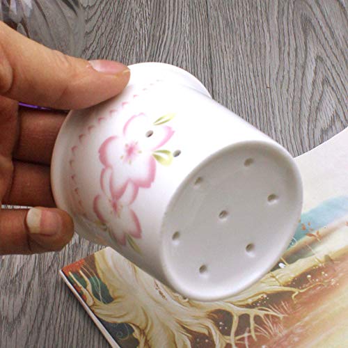 Tee-Set für 2 Personen, Knochenporzellan, Teekanne, Tasse und Untertasse, Set mit Stövchen und Tee-Ei, Kirschblüten-Design (Glas-Teekanne)