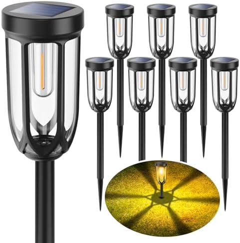 Barleit Solar Pathway Lights 8 Pack, Solar Lights Outdoor Waterproof IP65, Bright Auto On/Off Driveway Patio Light, Solar Garden Lights Landscape Lighting for Walkway Lawn Yard