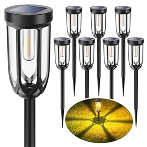 Solar Pathway Lights Outdoor, Bright Solar Lights Outdoor Waterproof IP65, Auto On/Off Solar Lights for Outside, LED Solar Garden Lights Landscape Lighting for Walkway Lawn Yard (8 Pack)