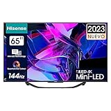 Hisense 65U7KQ Mini-LED VIDAA Smart TV, 65 Pulgadas Televisor, Quantum Dot Colour, Modo Juego de 144Hz, Full Array Local Dimming, Dolby Vision IQ & Dolby Atmos (Nuevo 2023)