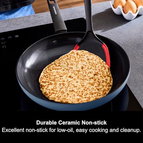 Poêle céramique antiadhésive Morphy Richards 24 cm en aluminium bleu - 3