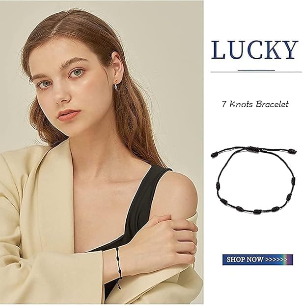 Image of Black Beauty Nazar Dhaga Bracelet With Knotted Beads Rosary Design Avoid Negetive Enegy Adjustable Black Thread Anklet For Evil Eye & Good Luck, Amulet for Success & Prosperity for Men, Women, Girls & Boys