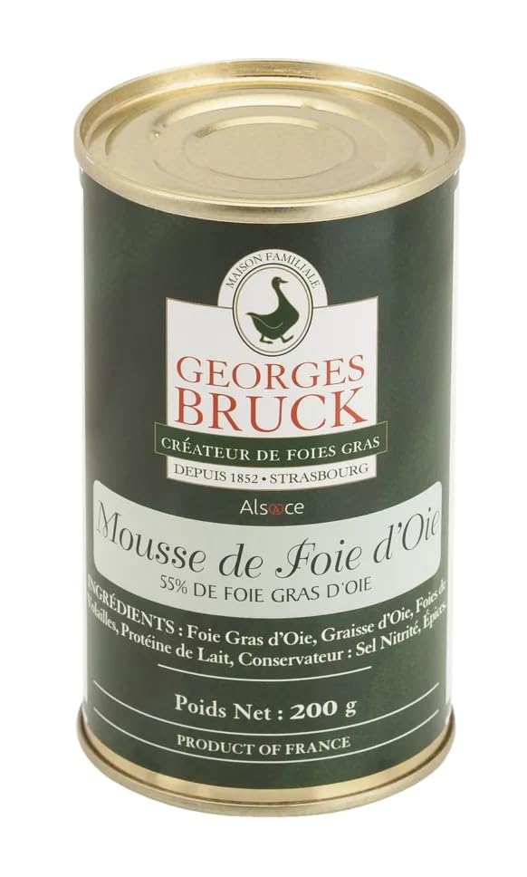GEORGES BRUCK - FOIE GRAS de STRASBOURG, ALSACE - Goose Liver Mousse - Cylindrical tin - 7.05oz / 200gr tin