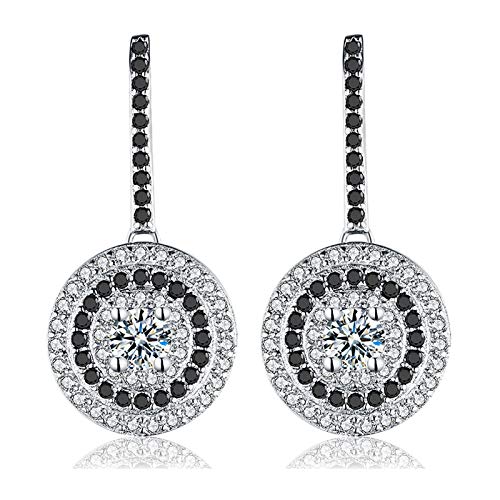 Boucles d'oreilles spinelle noire argent anti-allergie durable