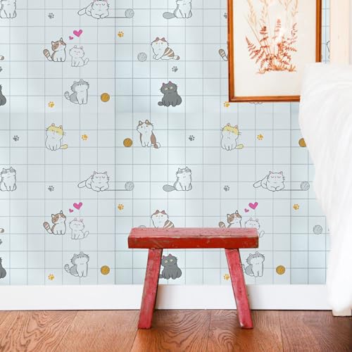 Image of SARVATRAY Self-Adhesive Wallpaper, Kitchen Oil Proof Heat Resistant Stickers, Vinyl Sheet for Wall 2 X 6.5 SQ FT (2 M Kitty Theme WS)