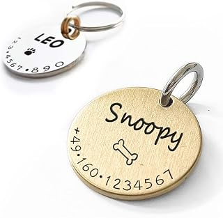 LoveYourPet Dog Tags Engraved for Pets - Engraved Dog Tag - Dog Tags Personalized for Pets with Name, Symbol & Phone Number - Dog ID Tag for Collar - Tags for Dogs, Puppies & Cats(18mm, Gold-Matt)