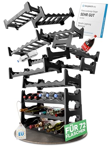 Novaliv Étagère à bouteilles modulaire pour 72 bouteilles de vin - Casier à vin empilable en...