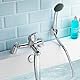 VeeBath Egham Einhebelmischer, moderner runder Einhebelmischer für Badewanne, Dusche, Mischbatterie aus Messing, mit Duschkopf, Chrom