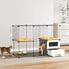 Oneluck Cat Cage Indoor with Litter Box 2-Tier DIY Cat Playpen Detachable Metal Wire Kennel Crate Large Exercise Place Ideal for 1-2 Kitten (41 L x 18 W x 28 H)