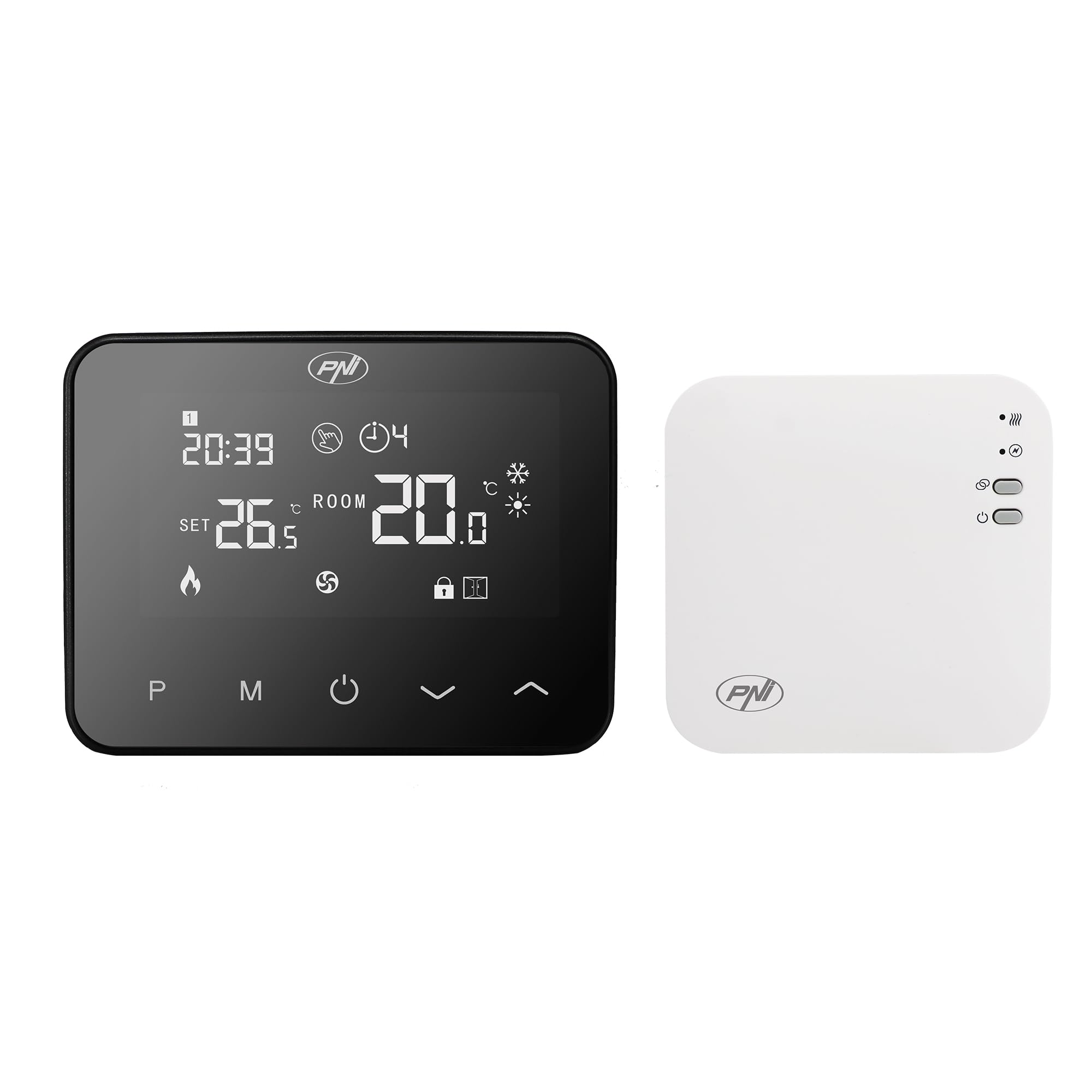 PNI CT40 Pro Wireless Thermostat with WiFi, for Heating Systems, 4 Daily Programs, Manual, Economic Mode, Control via Tuya Smart, ABS, White