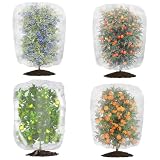 4 Pack Garden Neting Plant Insect Bird Barrier Mesh with Drawstring 4.6Ft x 5.91Ft Mesh Plant Covers Freeze Protection Tomato Barrier Bag for Garden Flower Blueberry Vegetables Fruits Bird Eating