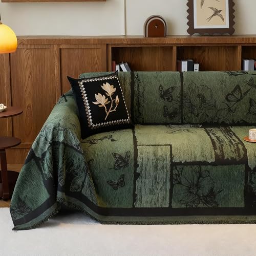 Housse de canapé en Chenille léopard 180x460cm avec franges - 2