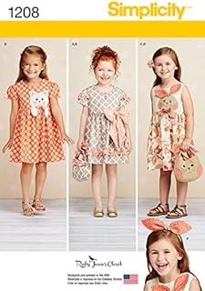 Simplicity Sewing Pattern 1208: Child's Dresses, Purses and Headband, Size A, Paper, White, A (3-4-5-6-7-8)